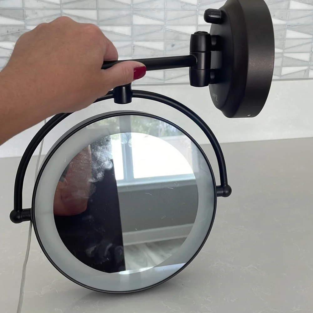 Zadro 3-in W x 14.5-in H LED Lighted Bronze Round Bathroom Vanity Mirror